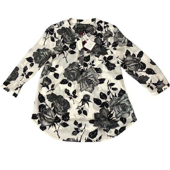 Talbots Blouse Top Womens Petite XS Rose Floral 3/4 Sleeve Classic Fit MSRP $89 - Picture 11 of 13
